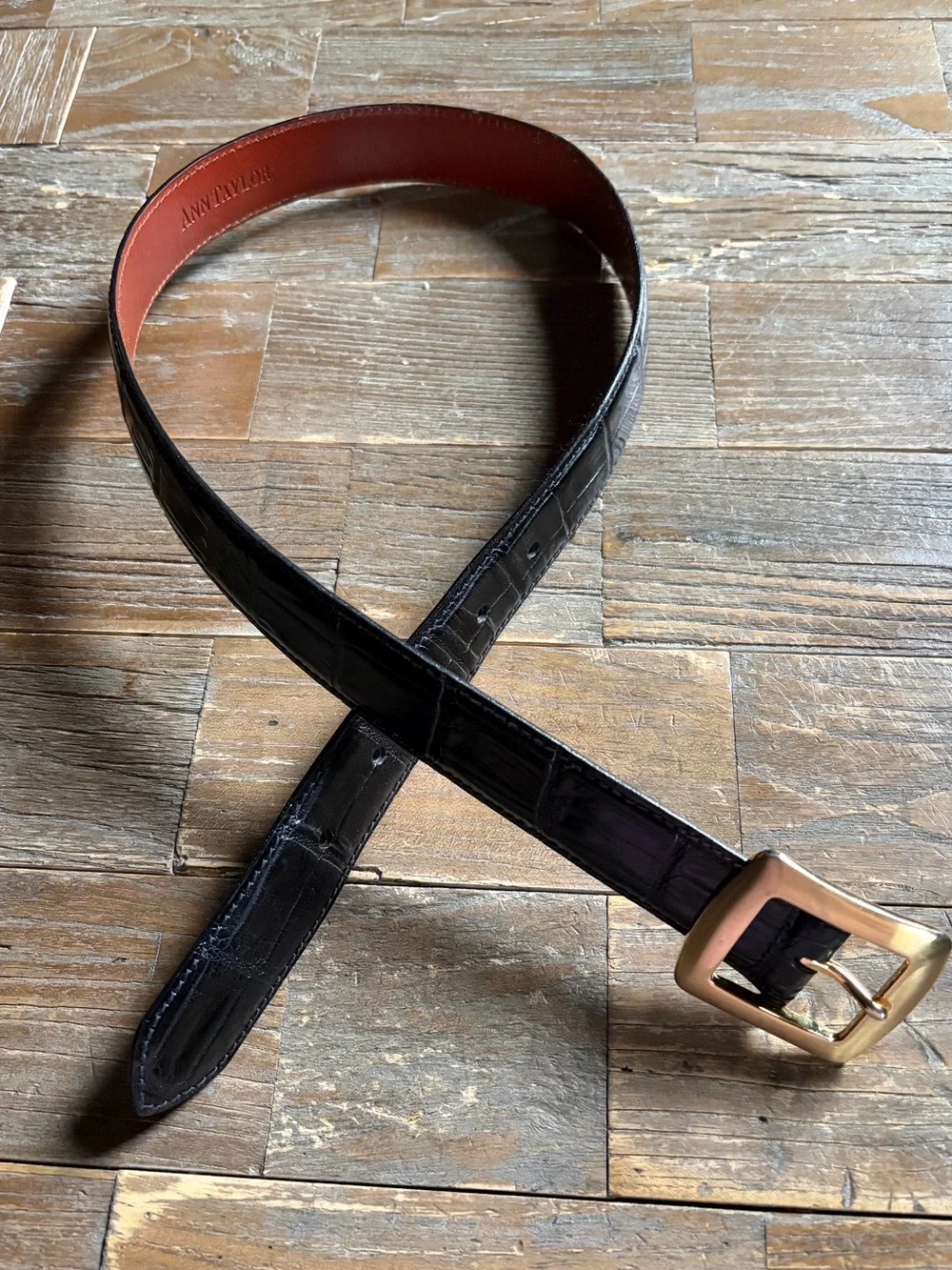 Ann Taylor Croc Embossed Leather Belt
